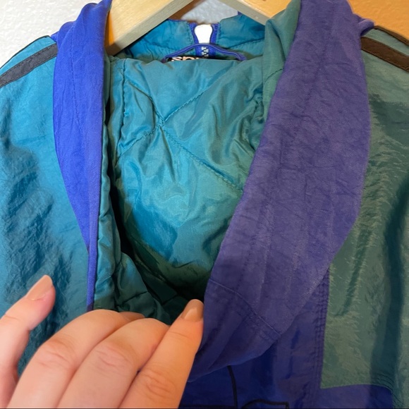 Vintage 80s Adidas Color Block Trefoil Nylon Puffer Jacket - Picture 9 of 10